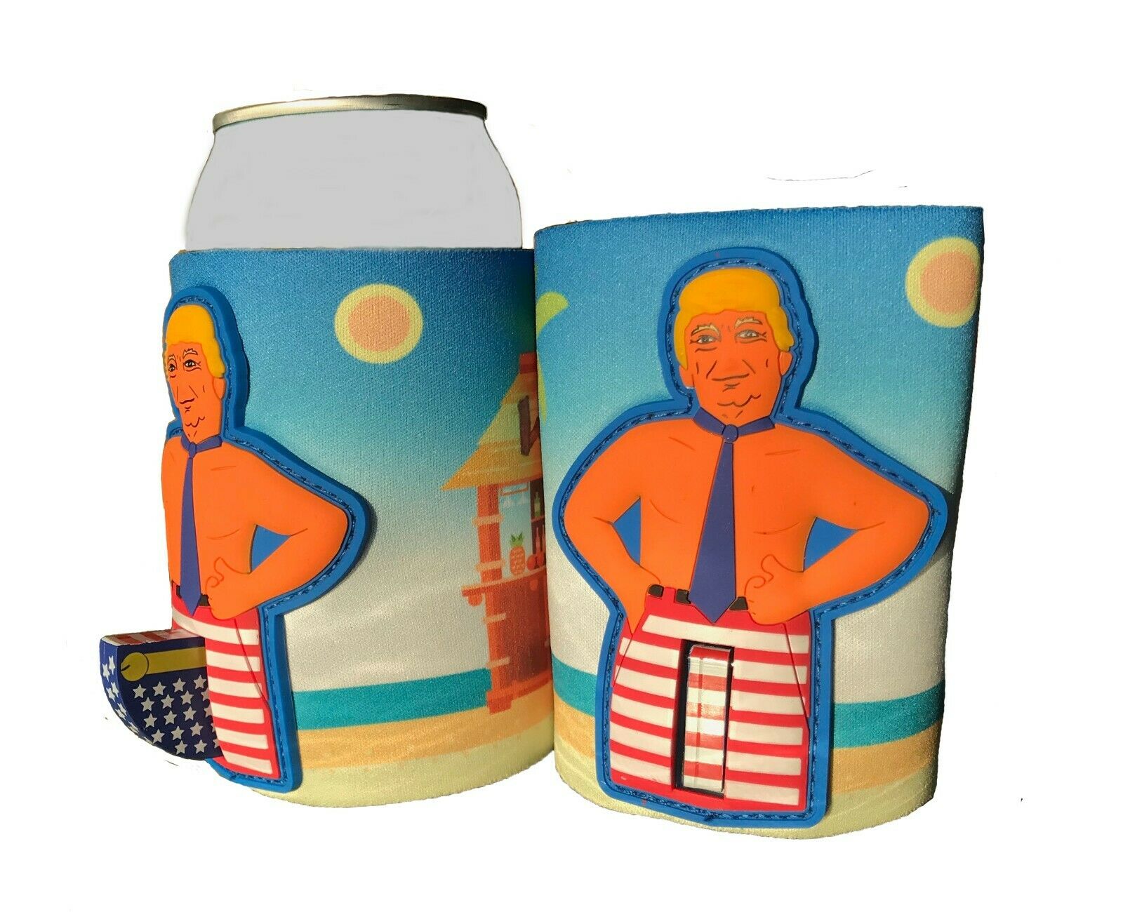 Donald Trump Novelty Can Cooler/Koozie Flag Pole Red White Blue Flag  Collector